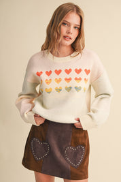 Heart Arrangement Knit Sweater in Cream - product photo 6