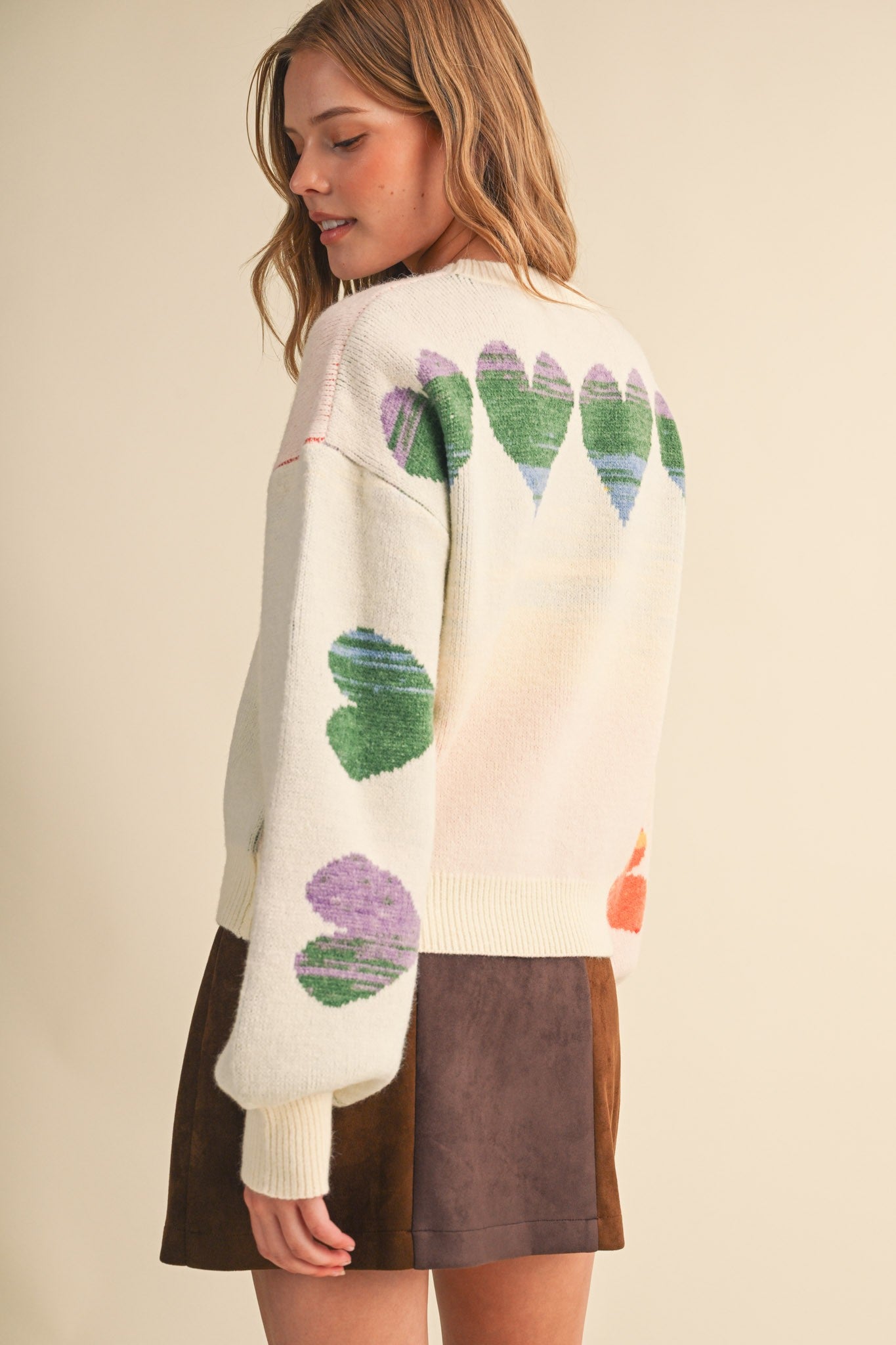 Heart Arrangement Knit Sweater in Cream - product photo 8