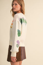 Heart Arrangement Knit Sweater in Cream - product photo 9