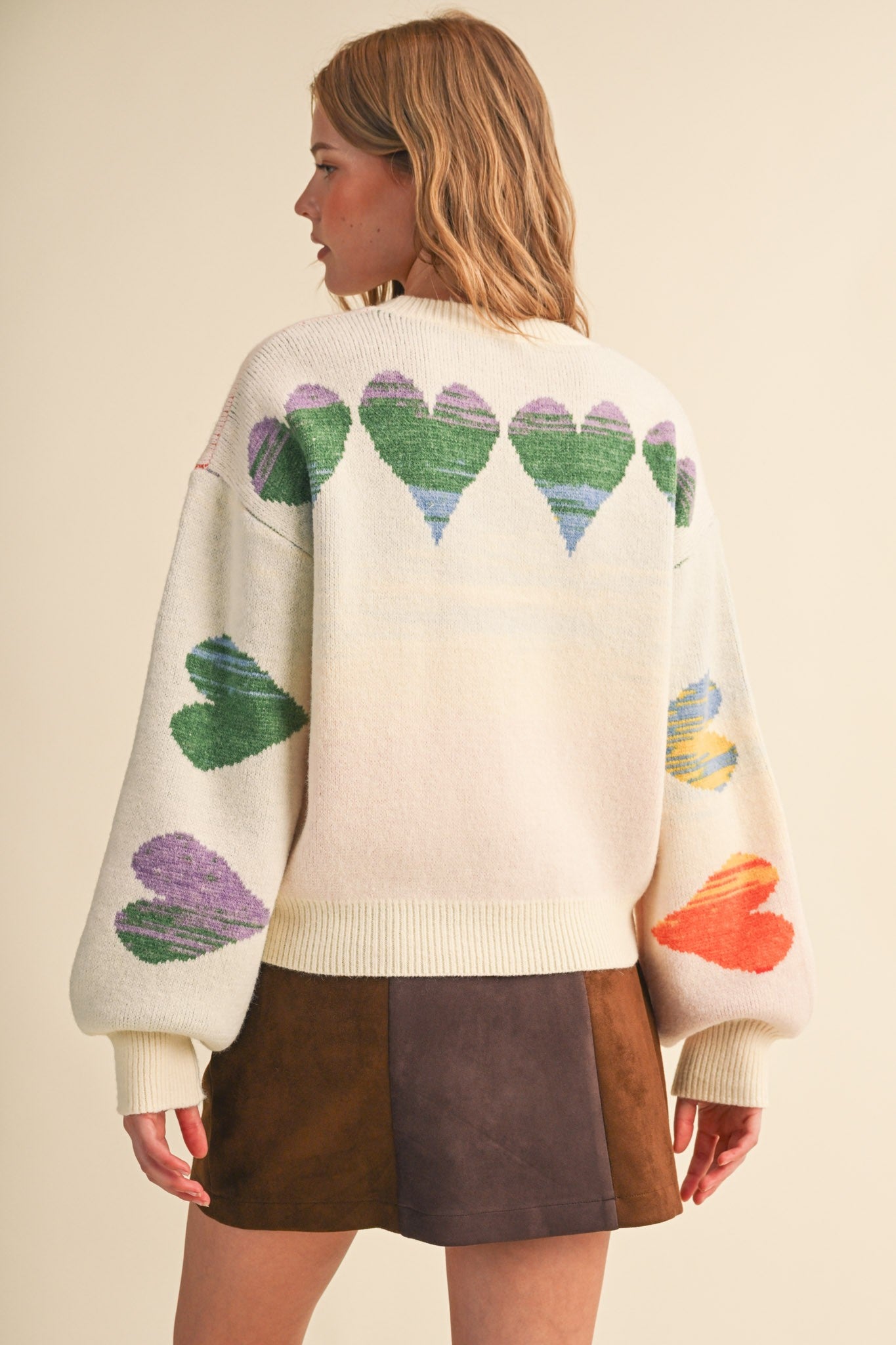 Heart Arrangement Knit Sweater in Cream - product photo 10