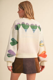 Heart Arrangement Knit Sweater in Cream - product photo 10