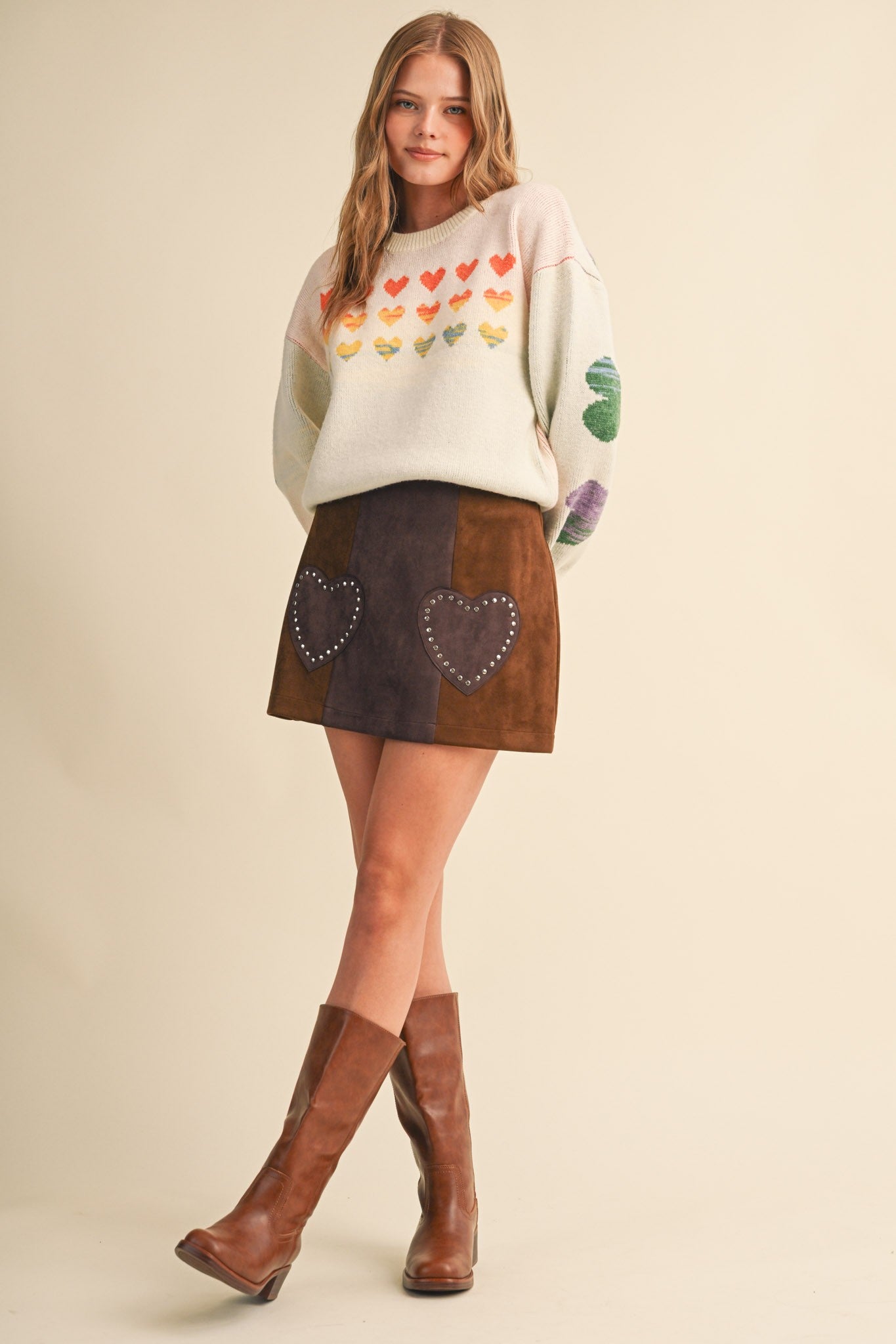 Heart Arrangement Knit Sweater in Cream - product photo 11