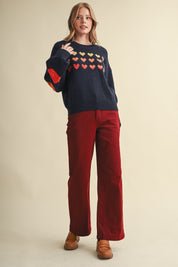 Heart Arrangement Knit Sweater in Navy - product photo 8