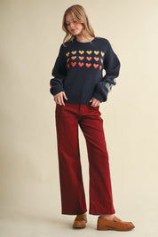 Heart Arrangement Knit Sweater in Navy - product photo 9