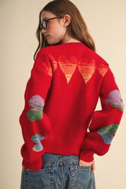 Heart Arrangement Knit Sweater in Red - product photo 7