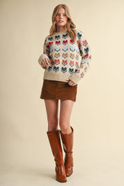 Heart Garden Pattern Knit Sweater in Almond Multi - product photo 6