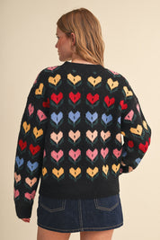 Heart Garden Pattern Knit Sweater in Black Multi - product photo 6
