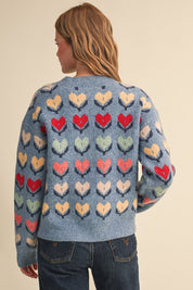 Heart Garden Pattern Knit Sweater in Blue Multi - product photo 4