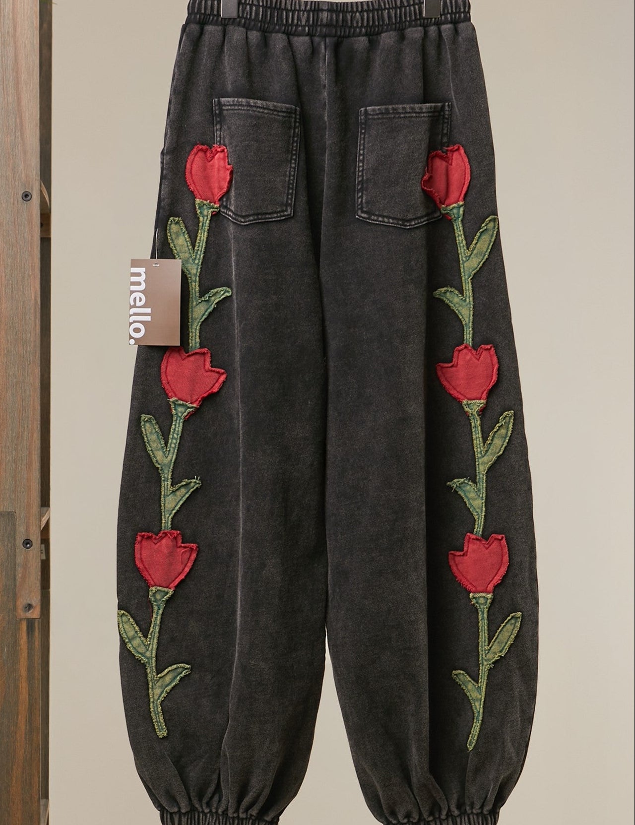 Heart Vine Graphic Jogger Pants in Black - product photo 2