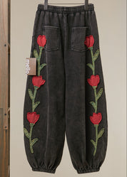 Heart Vine Graphic Jogger Pants in Black - product photo 2