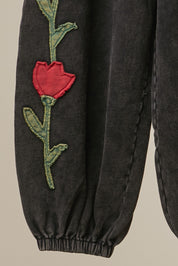 Heart Vine Graphic Jogger Pants in Black - product photo 4