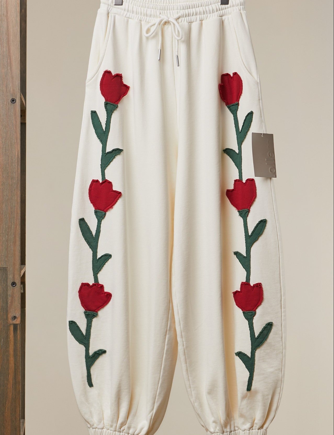 Heart Vine Graphic Jogger Pants in Off White - product photo 1