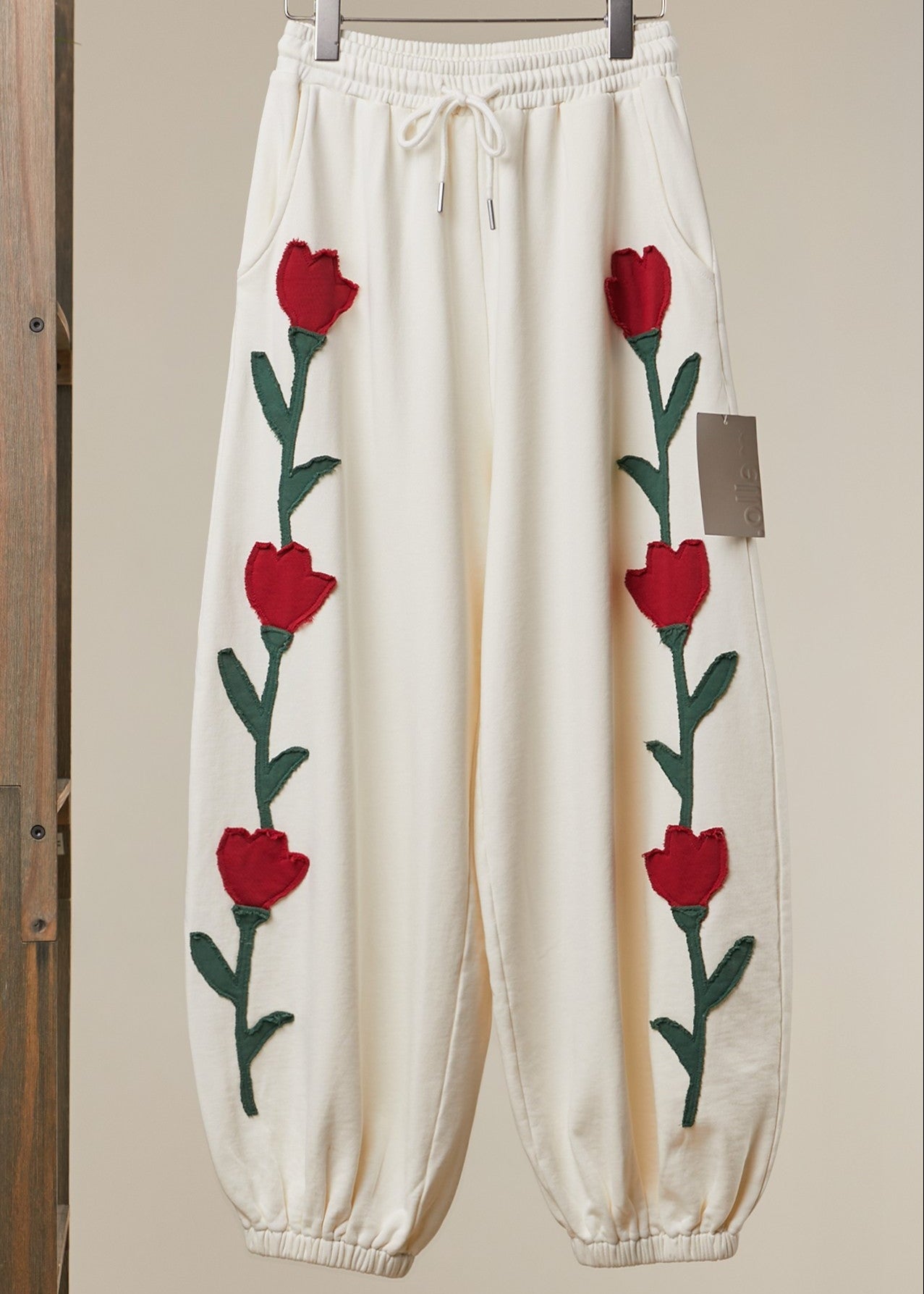 Heart Vine Graphic Jogger Pants in Off White - product photo 1