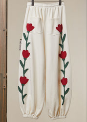 Heart Vine Graphic Jogger Pants in Off White - product photo 2
