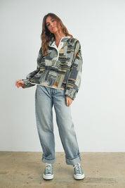 Hearth Patchwork Print Multicolor Sweatshirt - Westly