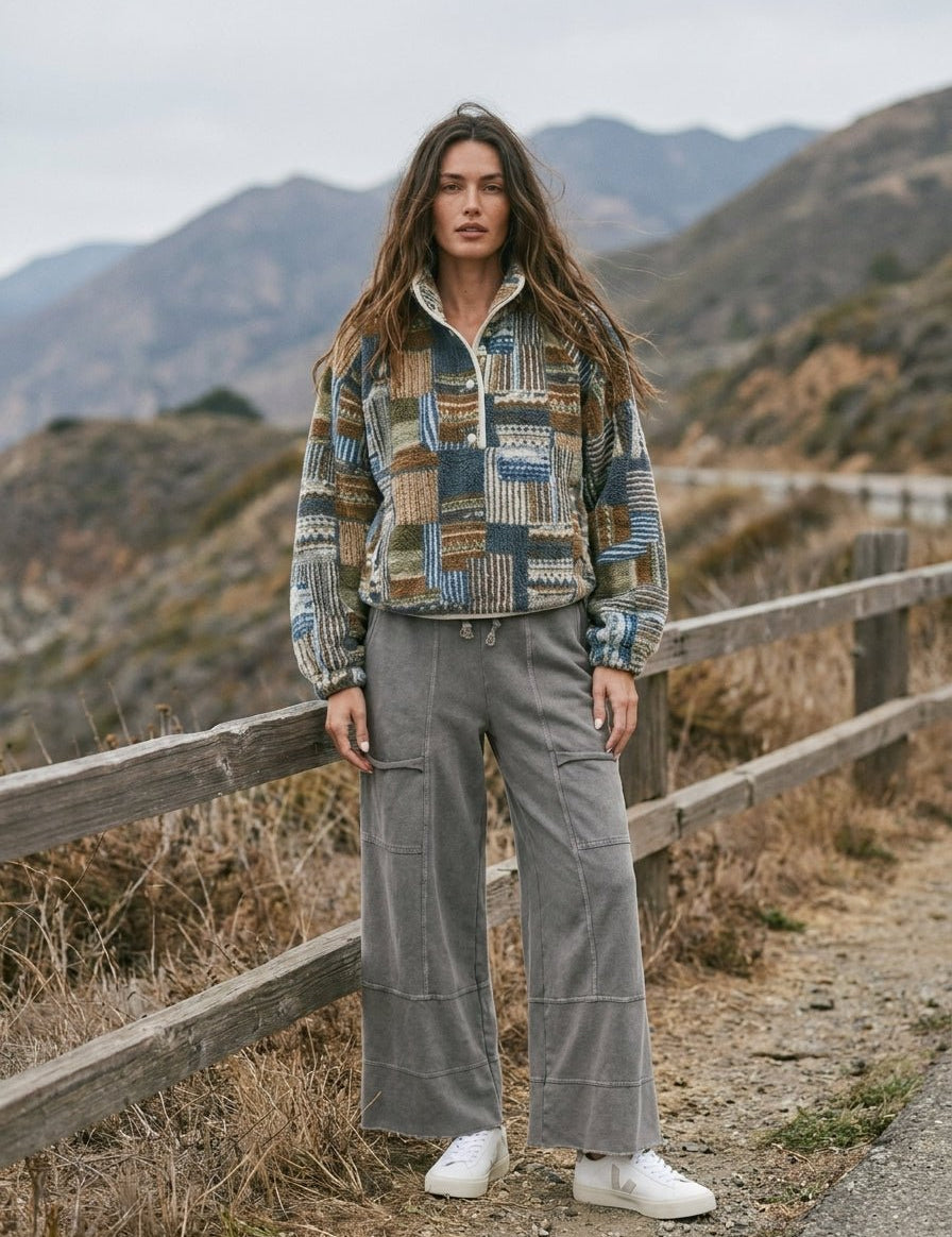 Hearth Patchwork Print Multicolor Sweatshirt - Westly