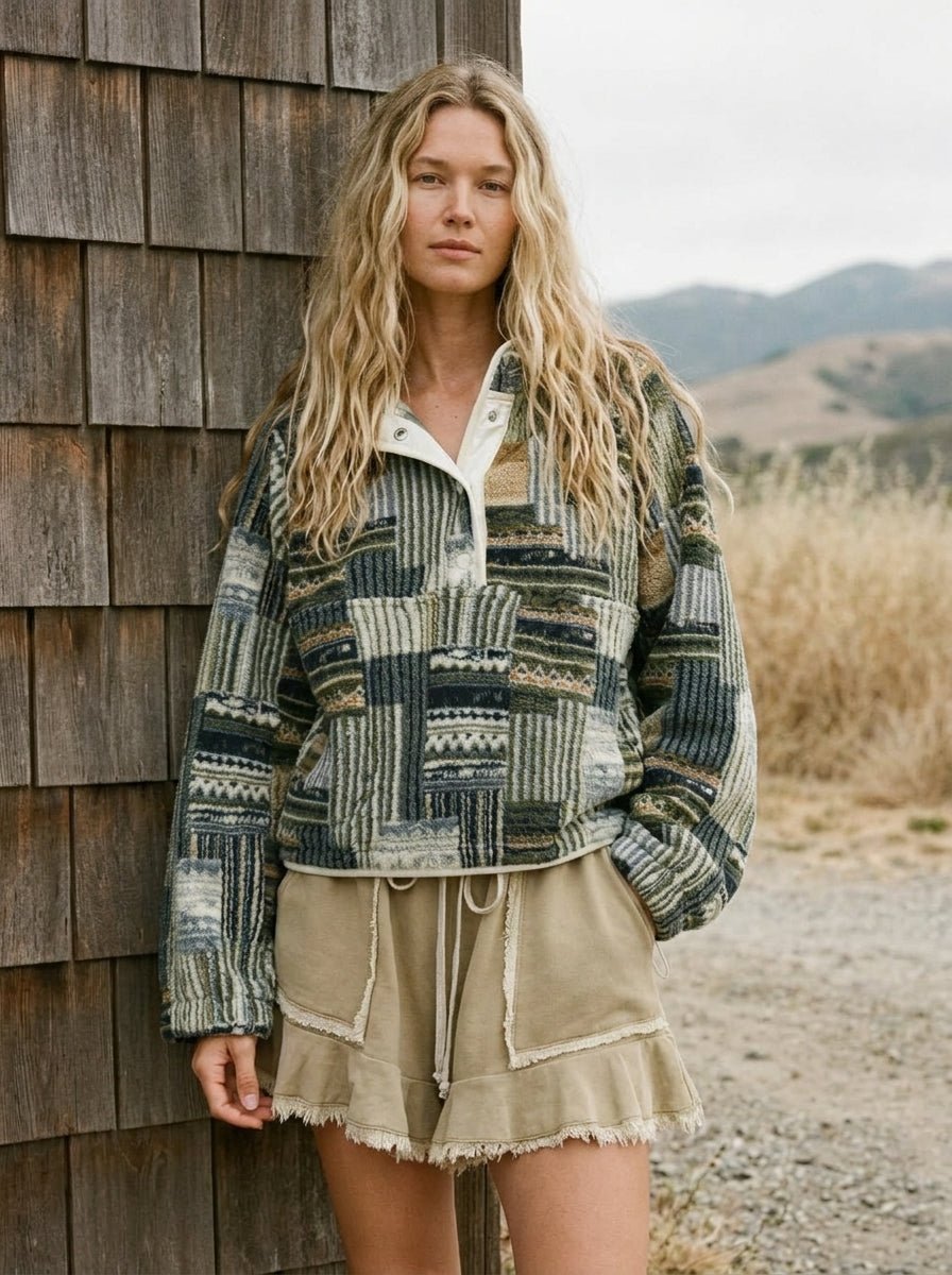 Hearth Patchwork Print Multicolor Sweatshirt - Westly