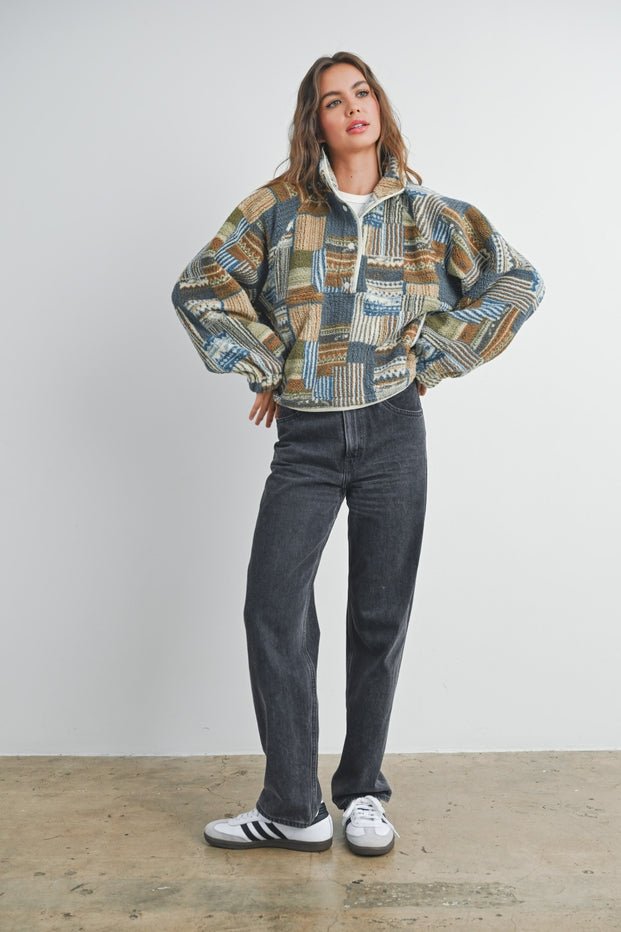 Hearth Patchwork Print Multicolor Sweatshirt - Westly