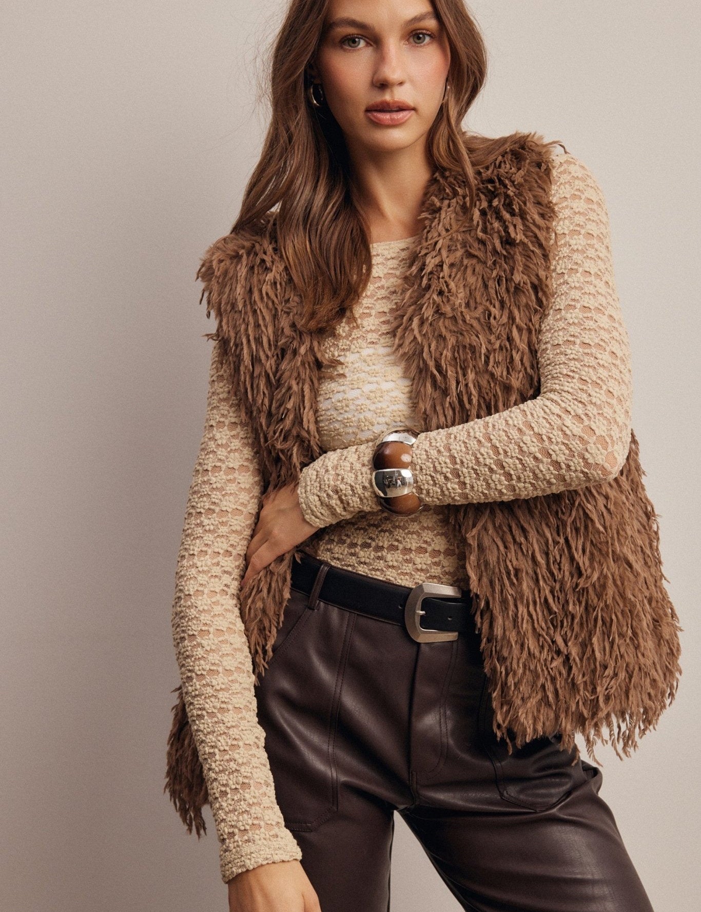 Hearthwood Shaggy Faux Fur Vest - Westly
