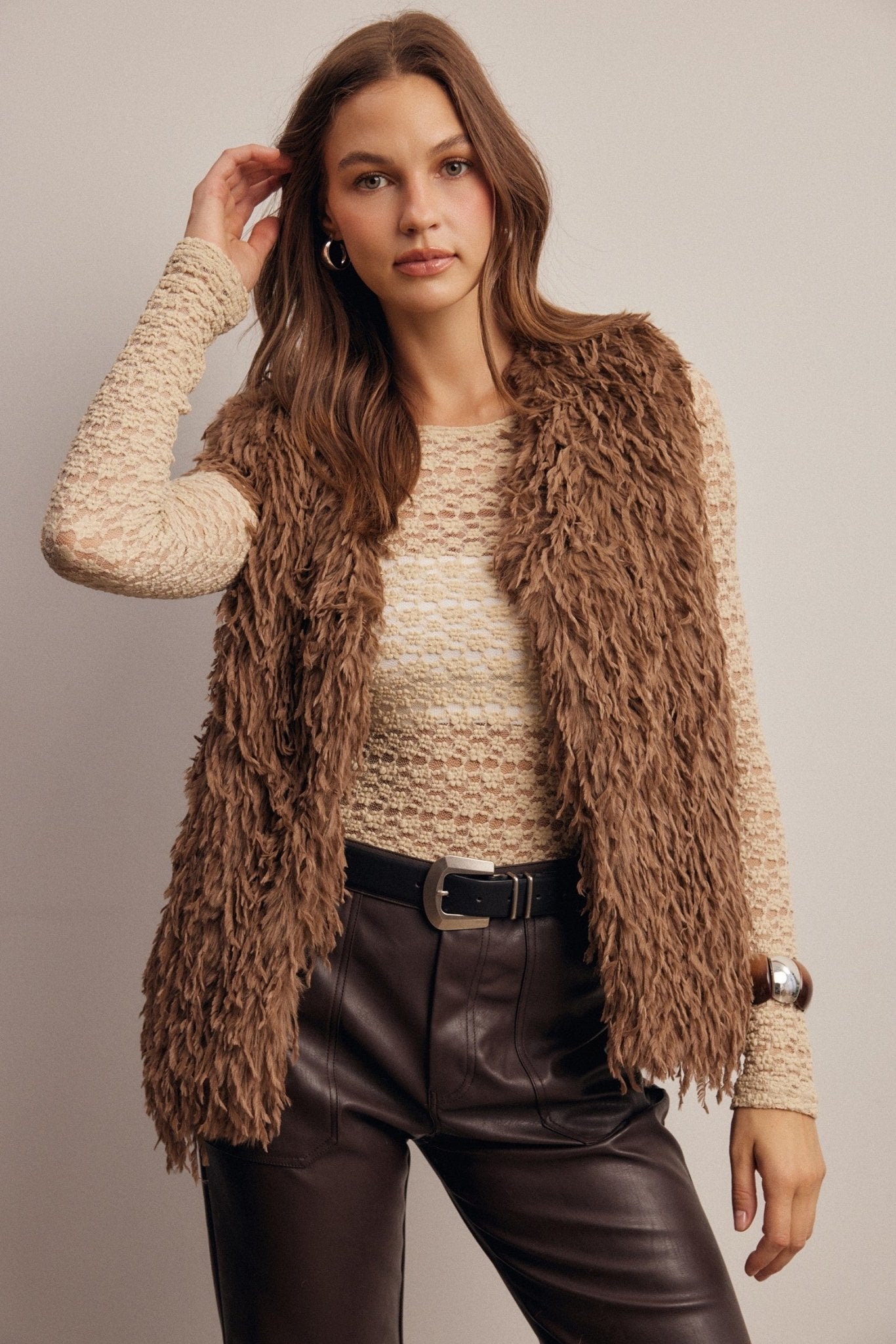 Hearthwood Shaggy Faux Fur Vest - Westly