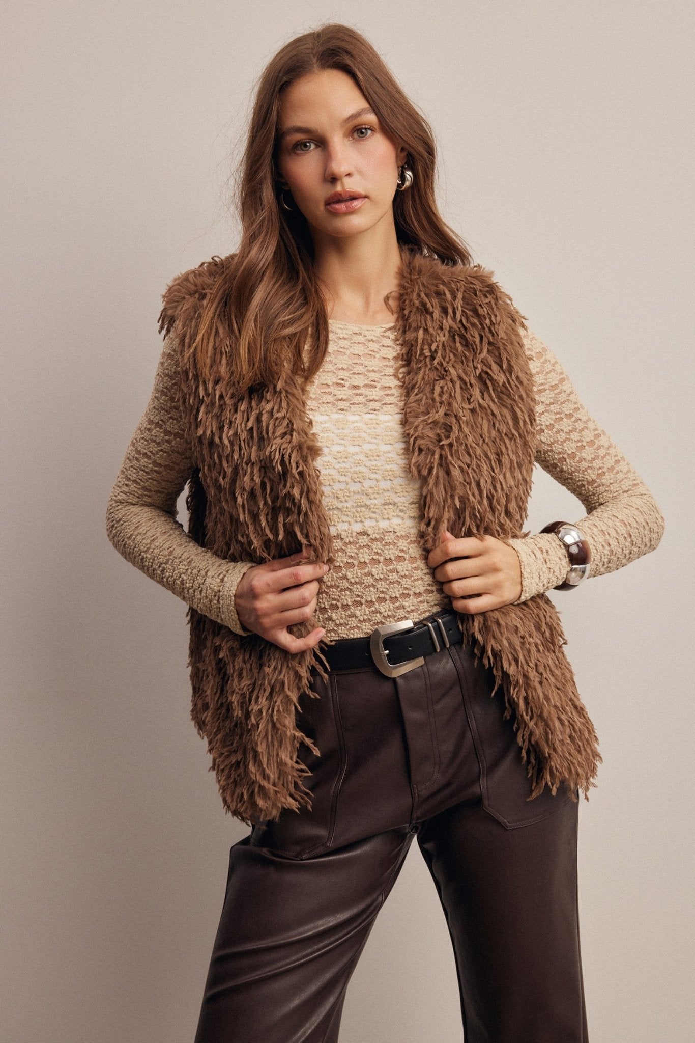 Hearthwood Shaggy Faux Fur Vest - Westly