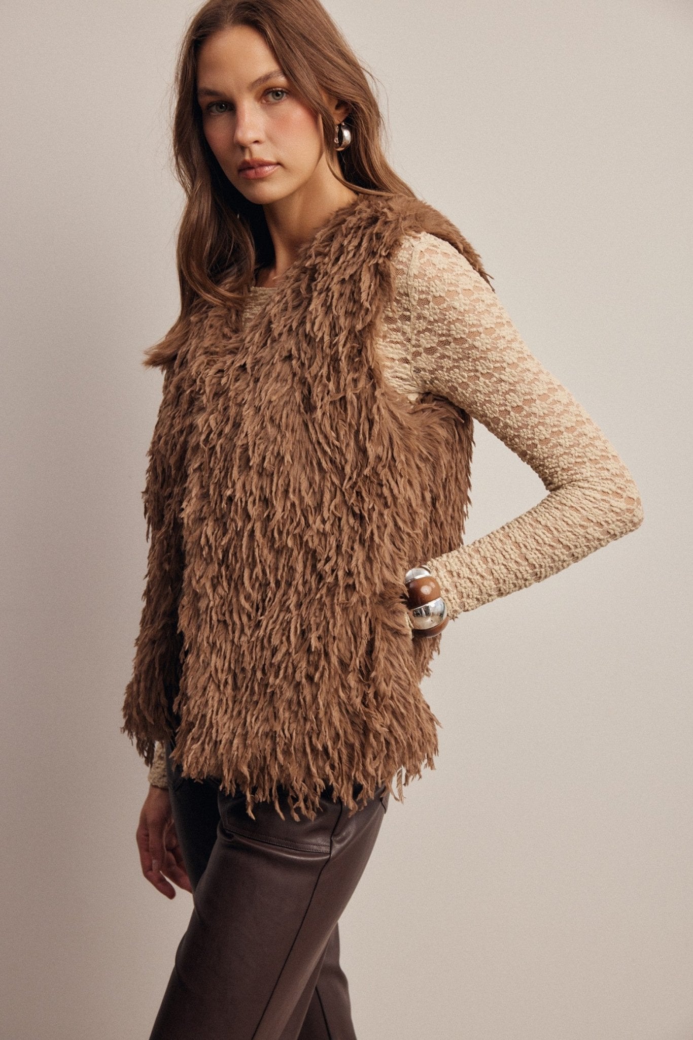 Hearthwood Shaggy Faux Fur Vest - Westly