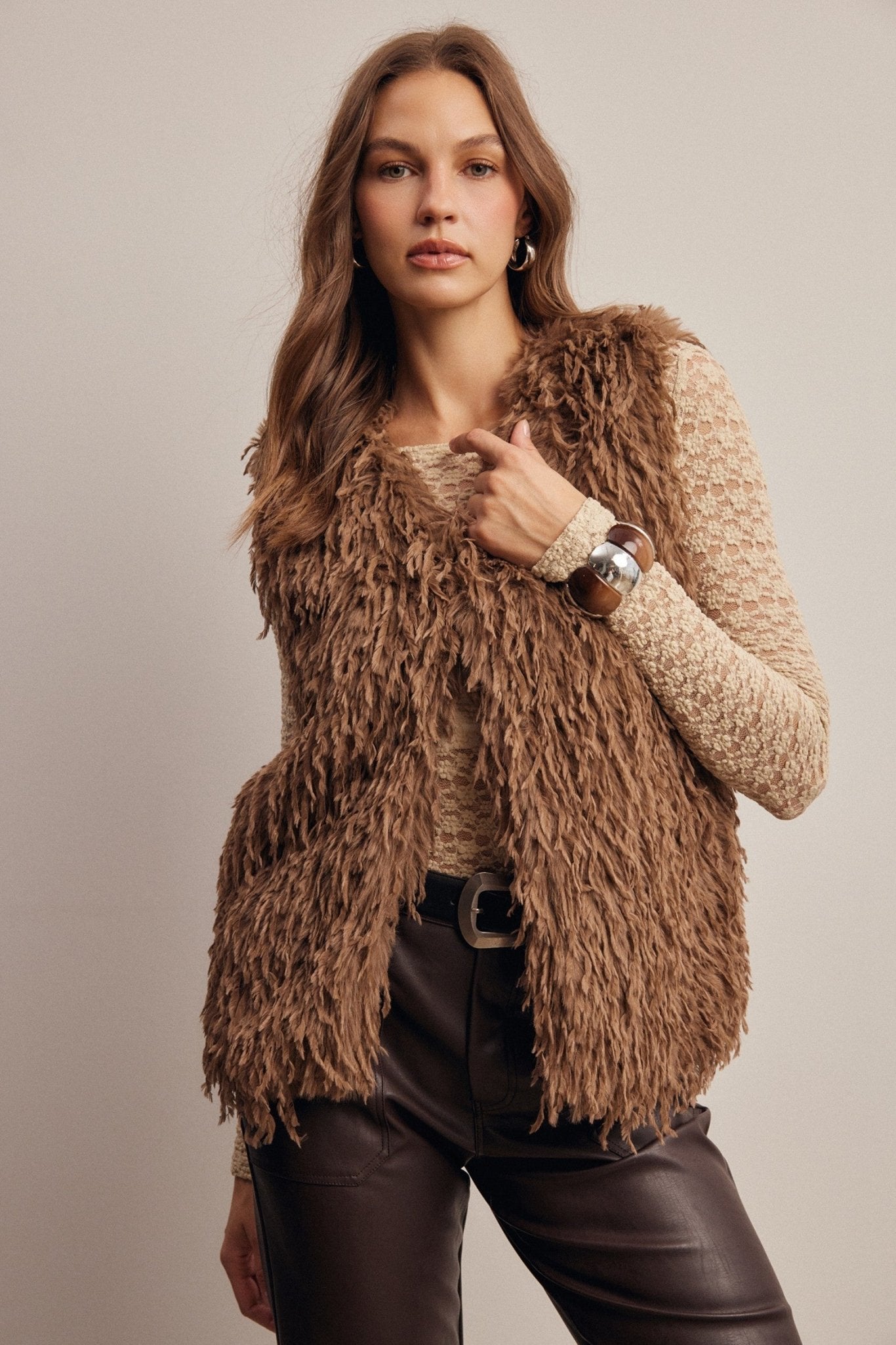 Hearthwood Shaggy Faux Fur Vest - Westly