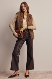Hearthwood Shaggy Faux Fur Vest in Brown, photo 11