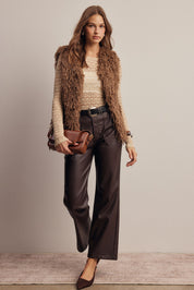 Hearthwood Shaggy Faux Fur Vest in Brown, photo 12