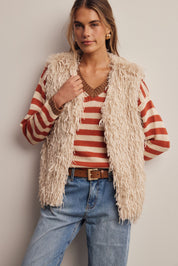 Hearthwood Shaggy Faux Fur Vest in Ecru, photo 7