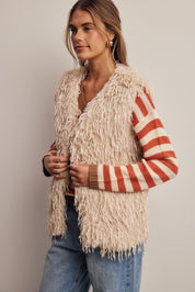 Hearthwood Shaggy Faux Fur Vest in Ecru, photo 10