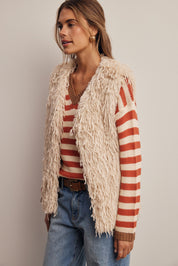 Hearthwood Shaggy Faux Fur Vest in Ecru, photo 11