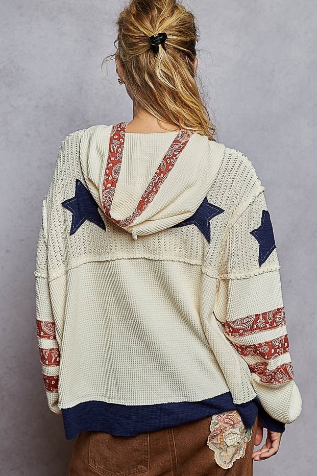 Heartland Balloon Sleeve Thermal Knit Hoodie - Westly