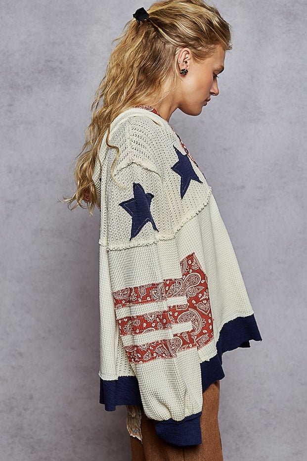 Heartland Balloon Sleeve Thermal Knit Hoodie - Westly