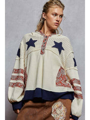 Heartland Balloon Sleeve Thermal Knit Hoodie - Westly