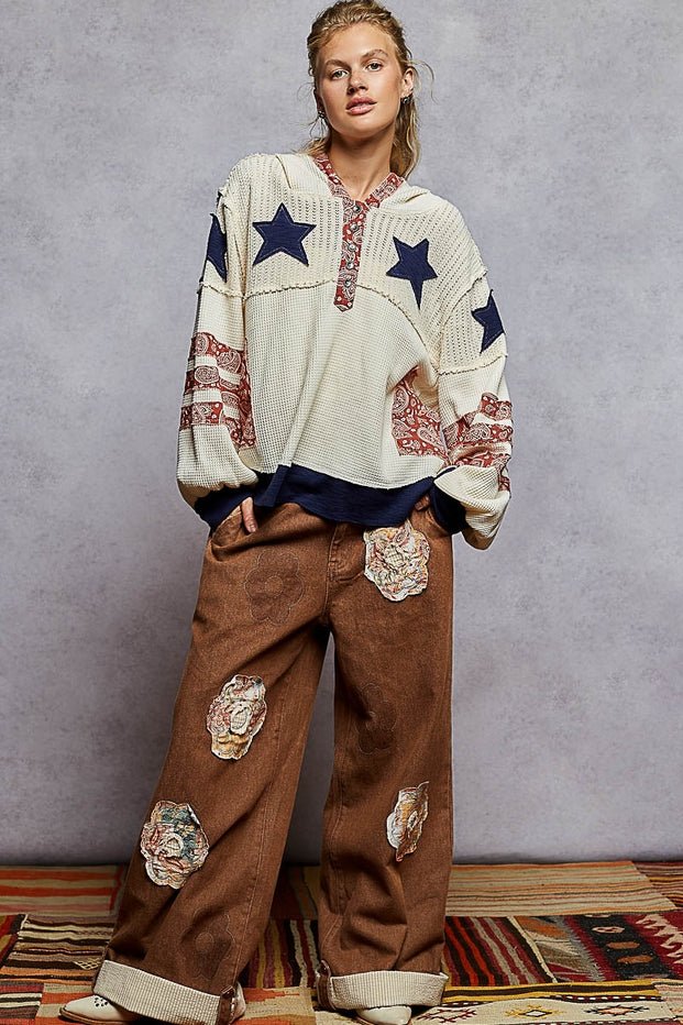 Heartland Balloon Sleeve Thermal Knit Hoodie - Westly