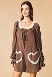 Heartstrings Ruffle Pocket Lounge Romper - Westly