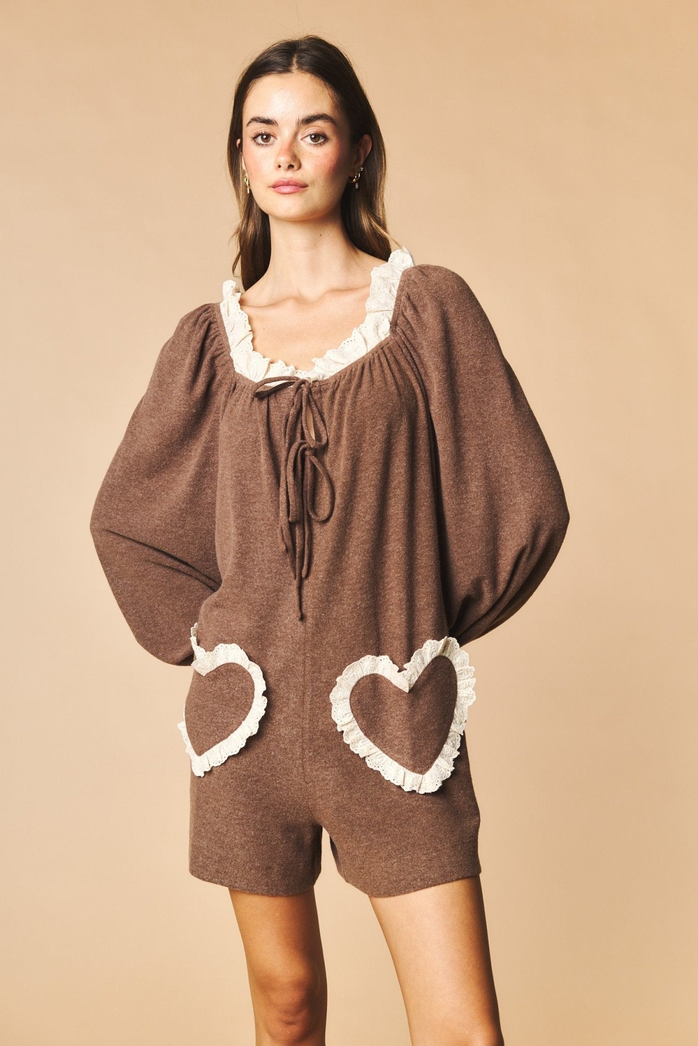 Heartstrings Ruffle Pocket Lounge Romper - Westly