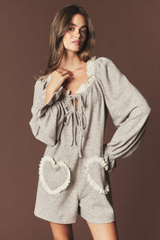 Heartstrings Ruffle Pocket Lounge Romper - Westly
