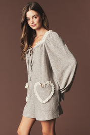 Heartstrings Ruffle Pocket Lounge Romper - Westly