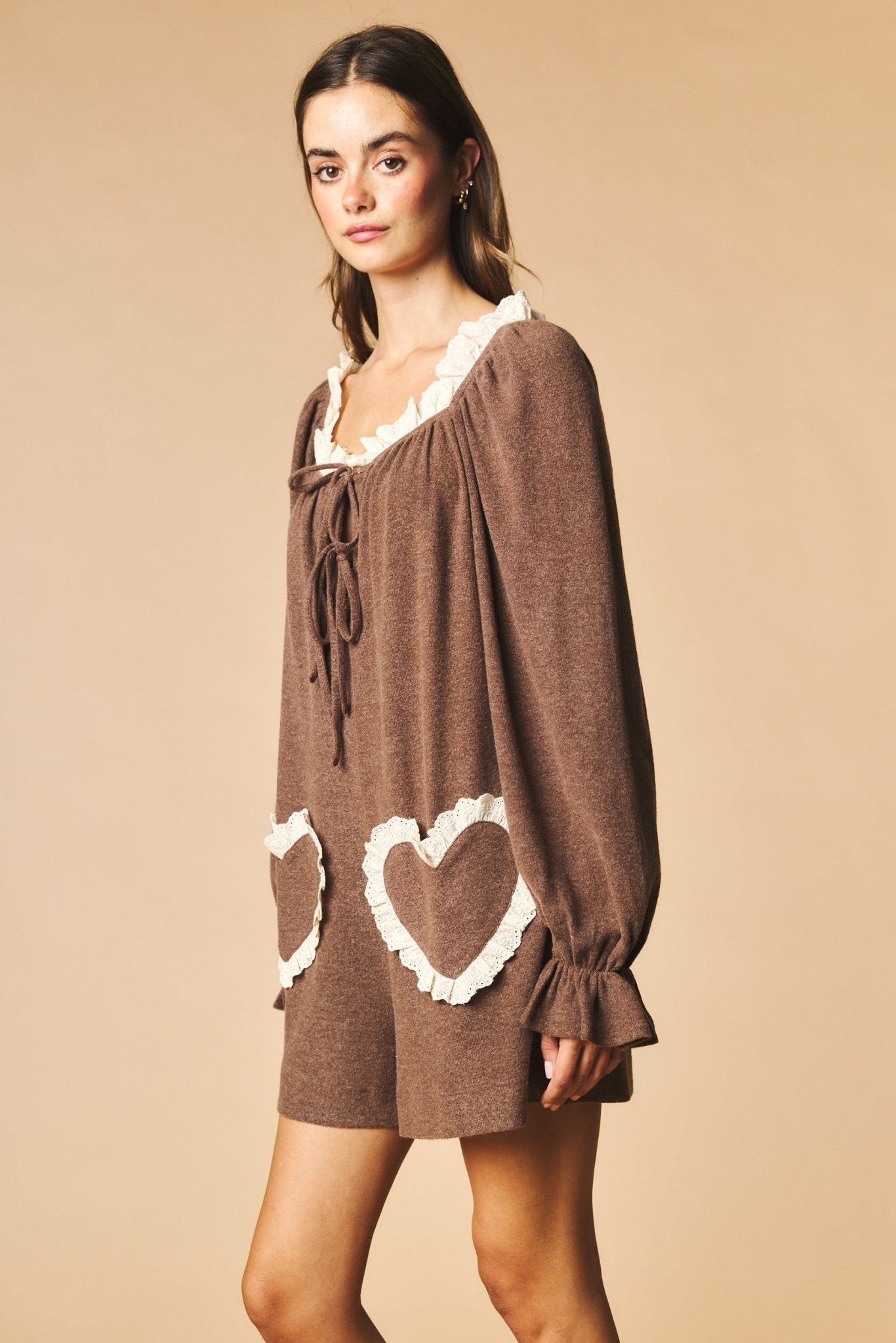 Heartstrings Ruffle Pocket Lounge Romper - Westly