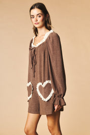 Heartstrings Ruffle Pocket Lounge Romper - Westly