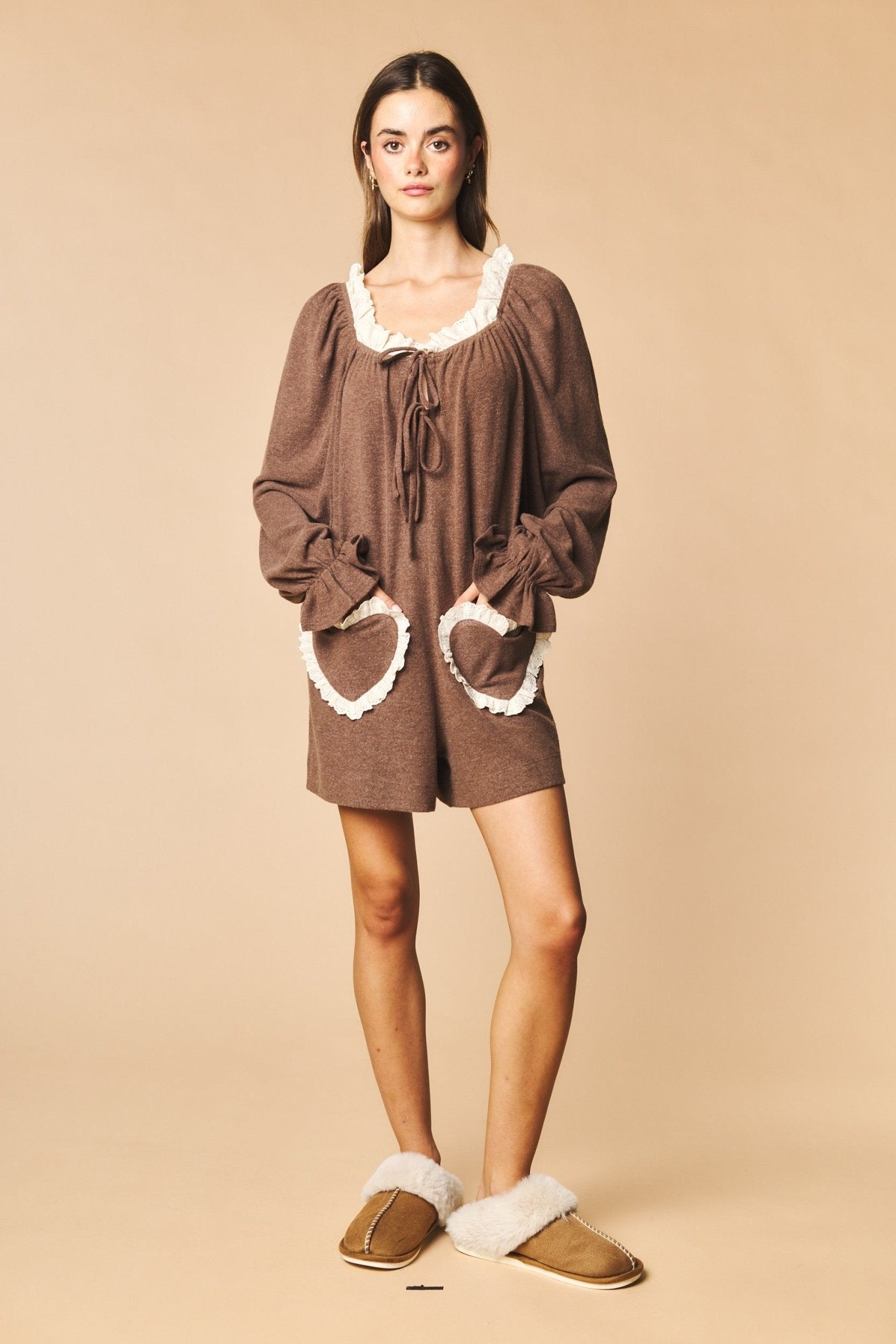 Heartstrings Ruffle Pocket Lounge Romper - Westly