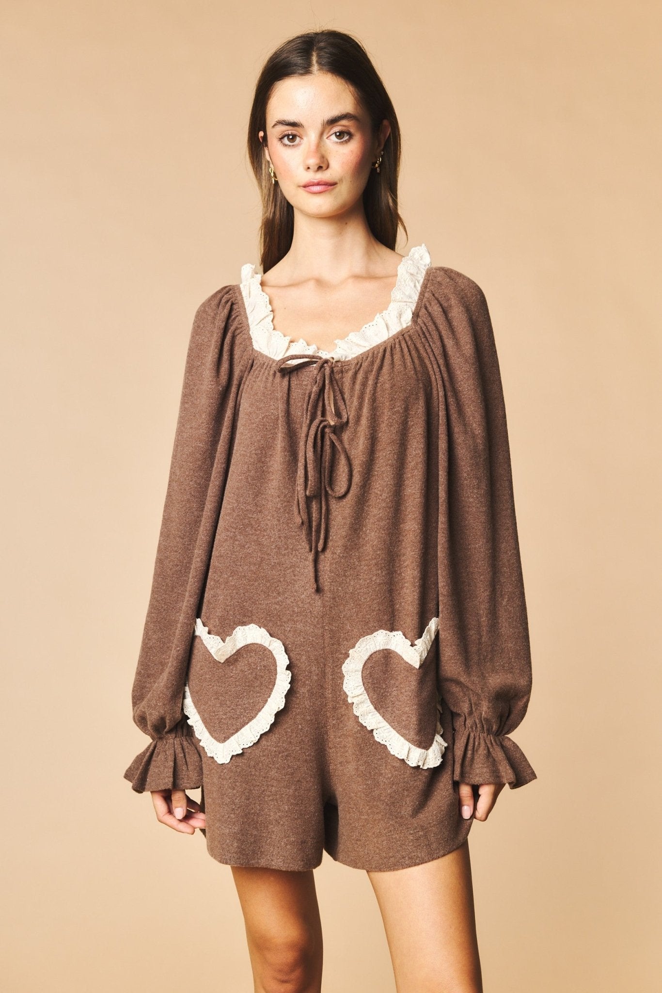 Heartstrings Ruffle Pocket Lounge Romper - Westly