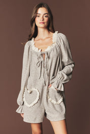 Heartstrings Ruffle Pocket Lounge Romper - Westly