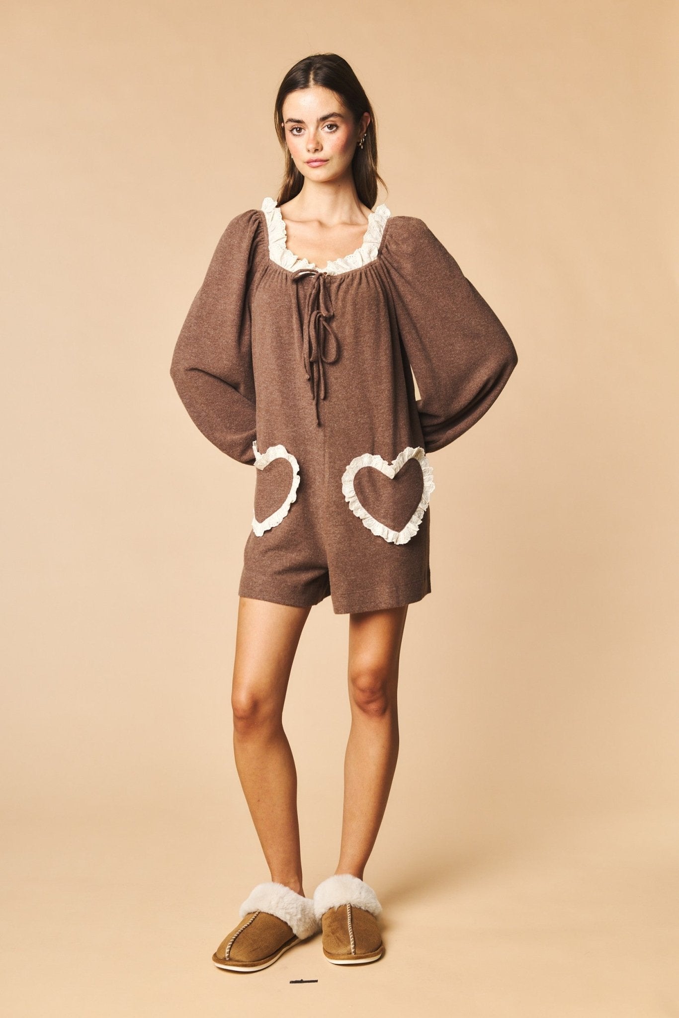 Heartstrings Ruffle Pocket Lounge Romper - Westly