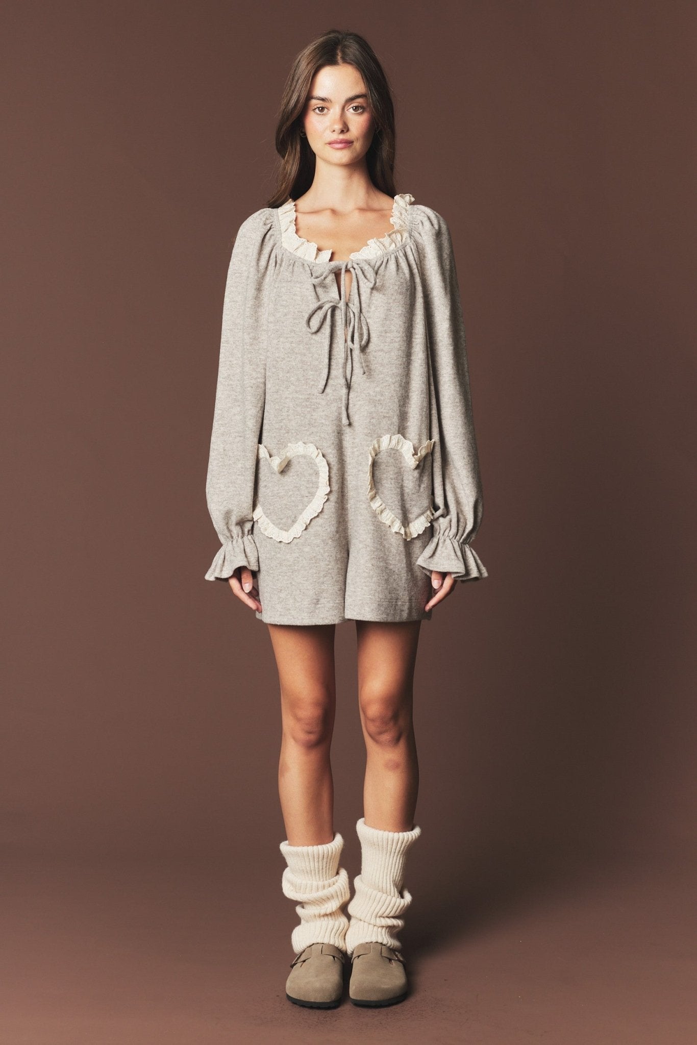 Heartstrings Ruffle Pocket Lounge Romper - Westly