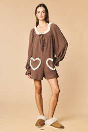Heartstrings Ruffle Pocket Lounge Romper - Westly