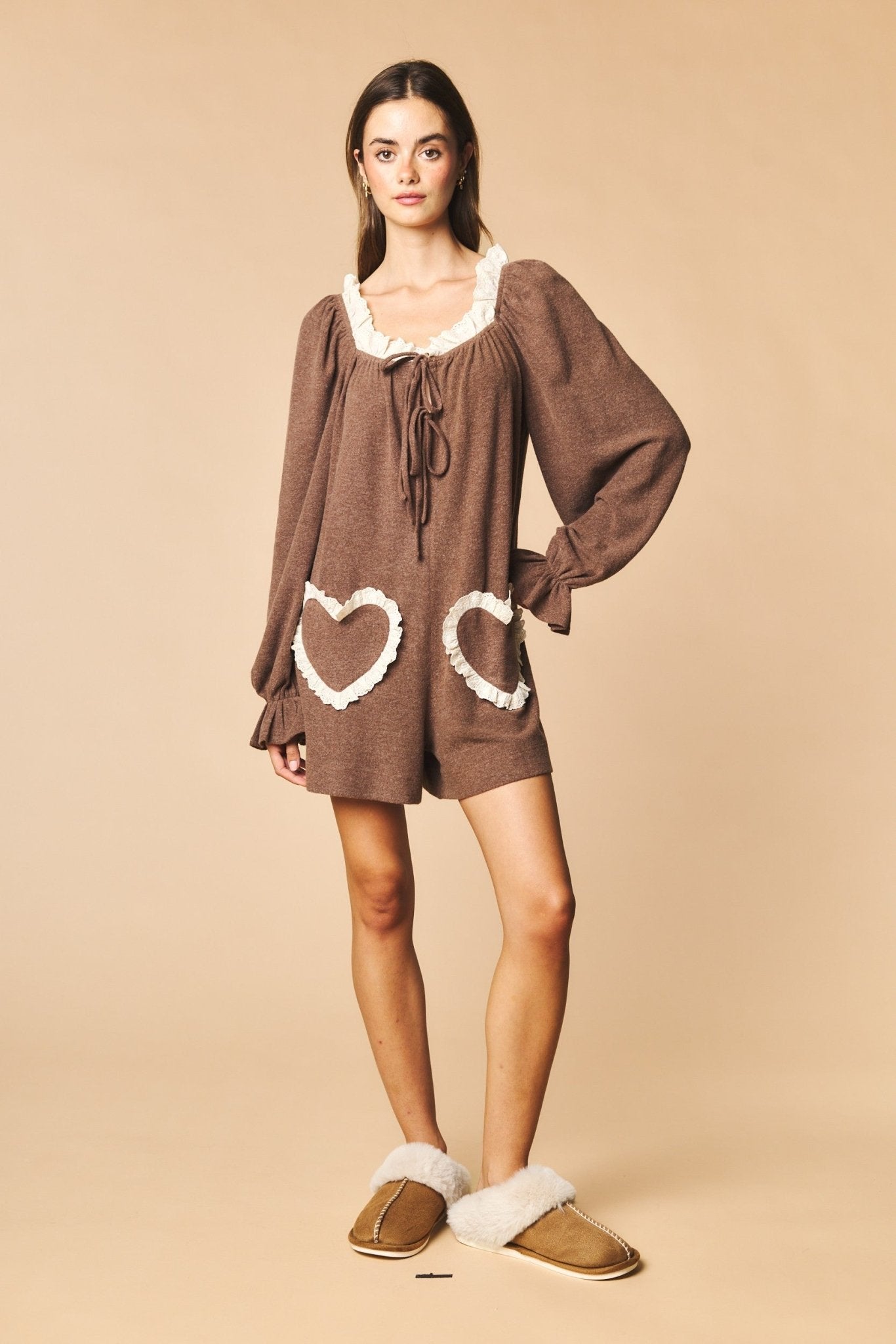 Heartstrings Ruffle Pocket Lounge Romper - Westly