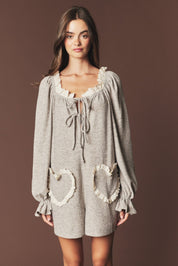 Heartstrings Ruffle Pocket Lounge Romper - Westly
